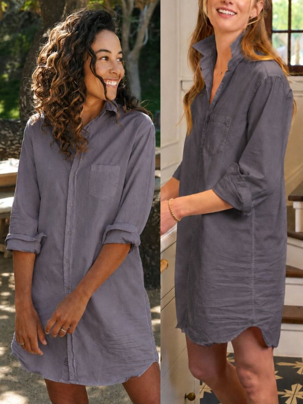Frank & Eileen Mary Dress Gray Famous Denim Classic Button‎ Down Mini Size XS